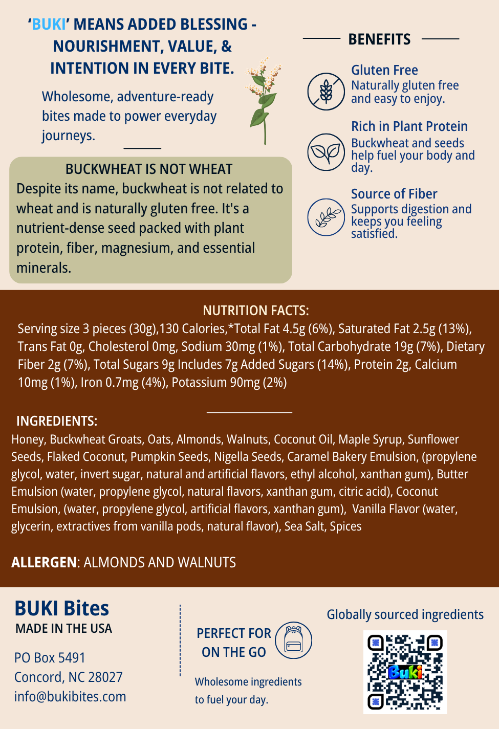 Honey Maple Almond & Walnut 3-Count Back Nutrition Facts